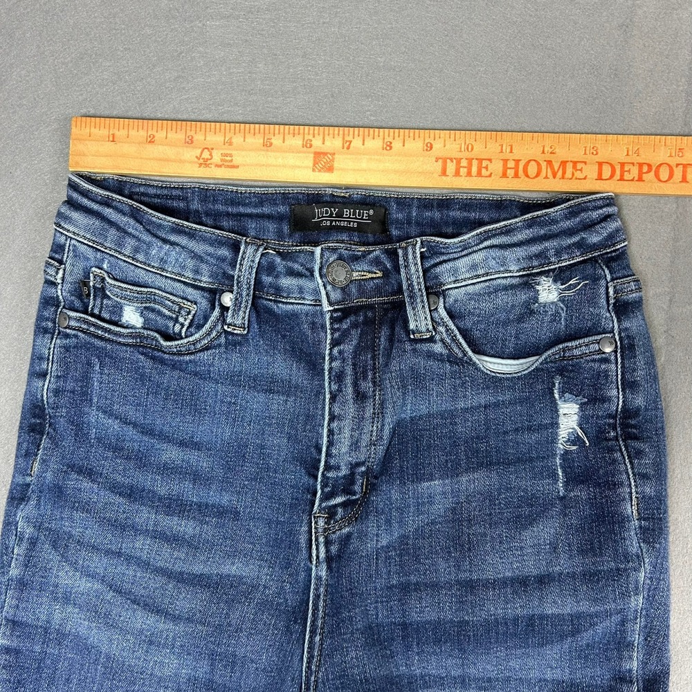 Judy Blue Skinny Jeans Distressed‎ Raw Release Hem Women 7/28 Blue - Picture 5 of 13
